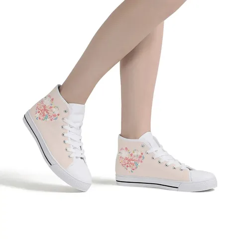 Muttertag Festliche Bedruckte Segeltuchschuhe Lässig Sportlich High Top Schnürsneaker Atmungsaktiv Runde Kappe Board Schuhe Für Damen Herren