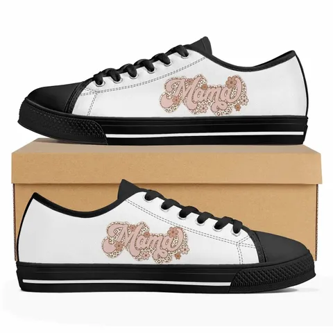 Damen Low Top Canvas Schuhe Muttertag Floral Buchstabe Druck Schnürung Lässig Board Schuhe Flache Gummisohle Sneaker Für Mama Geschenk