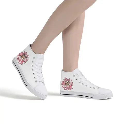 Muttertag Best Mom Ever Bedruckte High Top Canvas Schuhe Casual Unisex Sneakers Atmungsaktive Gummisohle Schnürschuhe