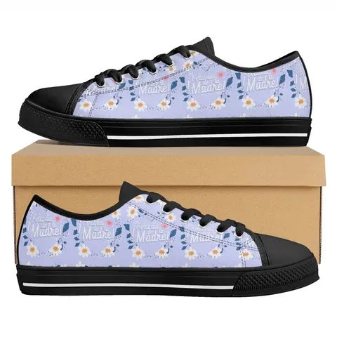 Muttertag Blumendruck Canvas Sneaker Low-Top Herzmuster Lässige Board-Schuhe Mit Gummisohle Für Damen Herren Geschenk
