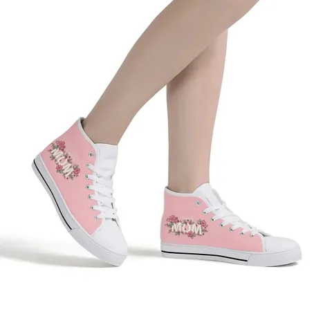 Unisex Casual High Top Canvasschuhe Muttertag Buchstabe Blumen Schmetterling Bedruckt Atmungsaktiv Geschnürt Flache Sneakers Für Damen Herren