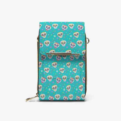 Halloween Skull Chest Bag PU Leather Crossbody Phone Bag Spooky Pattern Waist Pack Shoulder Wallet Travel Sling Bag For Men Women
