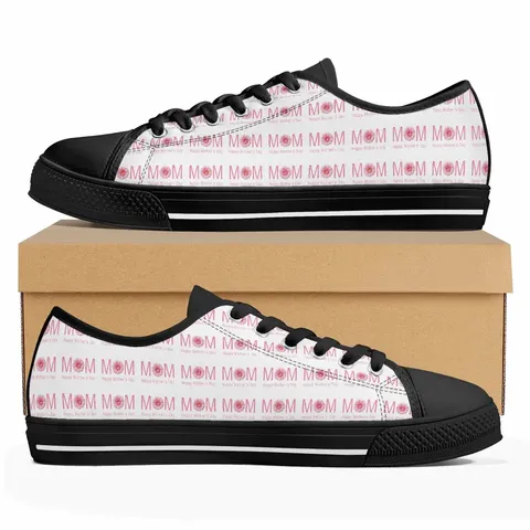 Damen Low Top Canvas Schuhe Muttertag Floral Buchstabe Druck Schnürung Lässig Board Schuhe Flache Gummisohle Sneaker Für Mama Geschenk