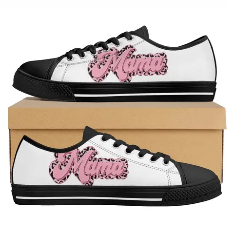 Damen Herren Unisex Segeltuchschuhe Low Top Sneakers Muttertag Geschenk Floral Leopard Print Mama Casual Wanderschuhe