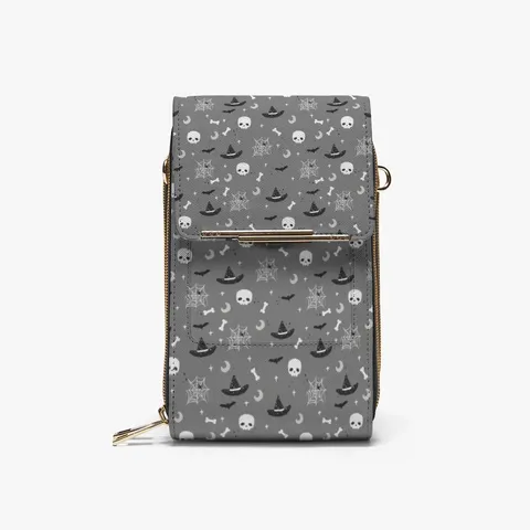 Bolso de Pecho para Teléfono de Cuero PU con Estampado de Fantasma de Dibujos Animados de Halloween Bolso de Cartera de Honda Cruzado Creativo Para Hombres Mujeres Bolso de Hombro Casual Urbano
