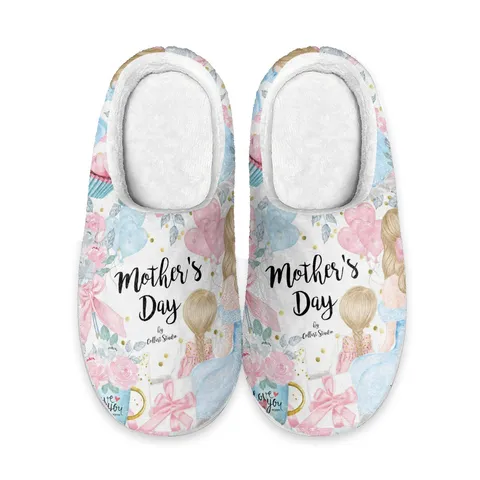 Muttertag Blumen Plüsch Hausschuhe Warme Fleece Innenhaus Schuhe Kunstpelz Slip-on Slides Für Damen Herren Zuhause