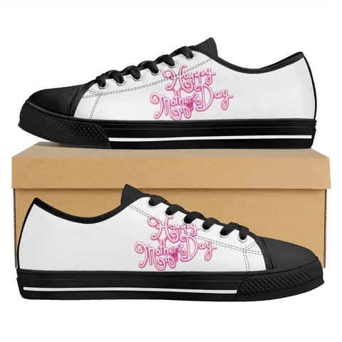 Muttertags-Druck Canvas Sneaker Low Top Freizeitschuhe Für Damen Mom Blumenmuster Atmungsaktive Flache Boardschuhe Komfort Schuhwerk