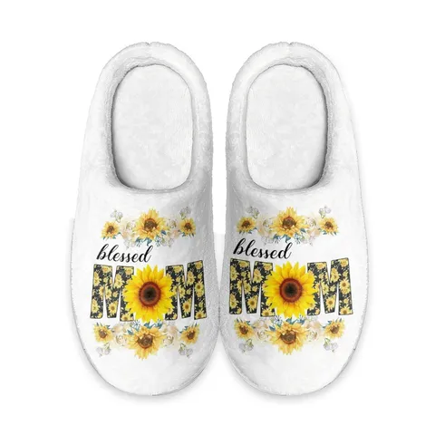 Muttertag Blumen Plüsch Hausschuhe Warme Fleece Innenhaus Schuhe Kunstpelz Slip-on Slides Für Damen Herren Zuhause