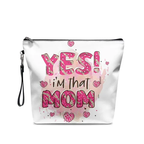 Bolsa de Maquillaje de Cuero PU del Día de la Madre Neceser Portátil con Cremallera Organizador Festival Estampado Floral Mariposa Viaje Monedero de Muñeca para Mujer