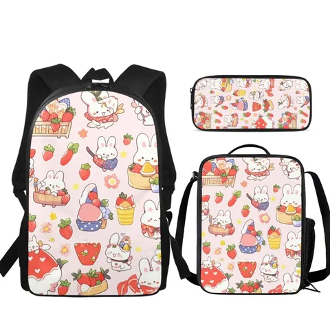 Lindo Conjunto Mochila Escolar Estampado Animales Dibujos Animados Nylon Impermeable Gran Capacidad Mochila Bolsa Almuerzo Estuche