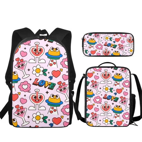 Lindo Conjunto Mochila Escolar Estampado Animales Dibujos Animados Nylon Impermeable Gran Capacidad Mochila Bolsa Almuerzo Estuche