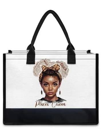 Western Vintage Canvas Tote Bag Women Large Capacity Shoulder Handbag Color Blocking Patchwork Shopping Bag Black Edge