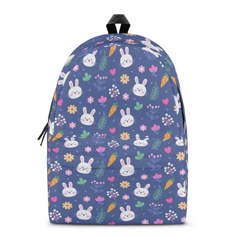 Kids Cartoon Rabbit Printed Backpack Polyester School Bag For Students Lightweight Casual Travel All-over Print Zip Daypack