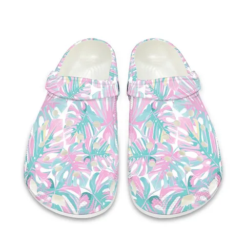 Eva Bedruckte Garten Clogs Für Damen Herren Botanisches Blattmuster Indoor Outdoor Sommer Hausschuhe Atmungsaktiv Leichte Wasserschuhe