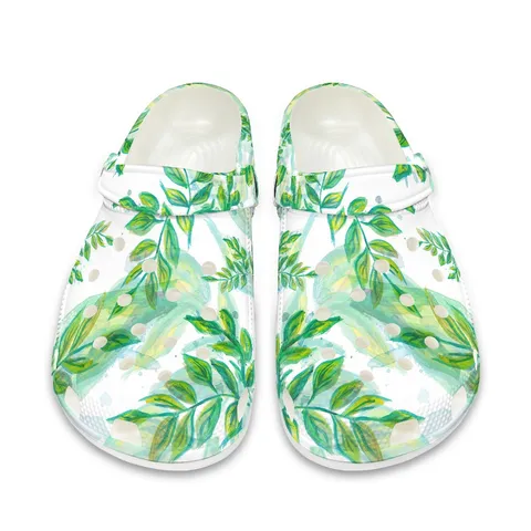 Eva Bedruckte Garten Clogs Für Damen Herren Botanisches Blattmuster Indoor Outdoor Sommer Hausschuhe Atmungsaktiv Leichte Wasserschuhe