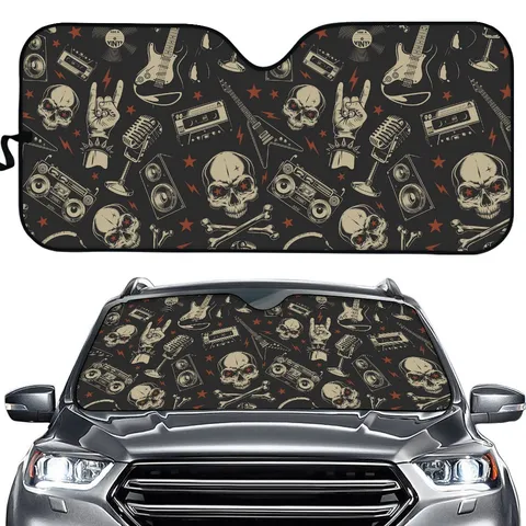 Universal Auto Frontscheibe Sonnenschutz Schaumstoff Bedruckt Totenkopf Muster Wärmedämmung UV Protektor Auto Innenzubehör