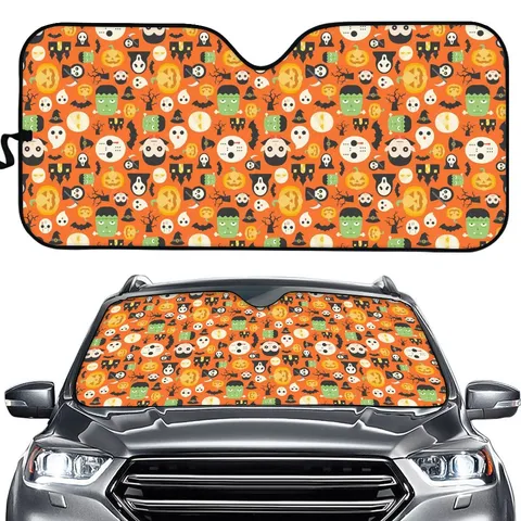 Skull Print Car Windshield Sunshade Foldable Auto Sun Visor UV Ray Heat Protector Summer Cooling Interior Sunshade For SUV Sedan