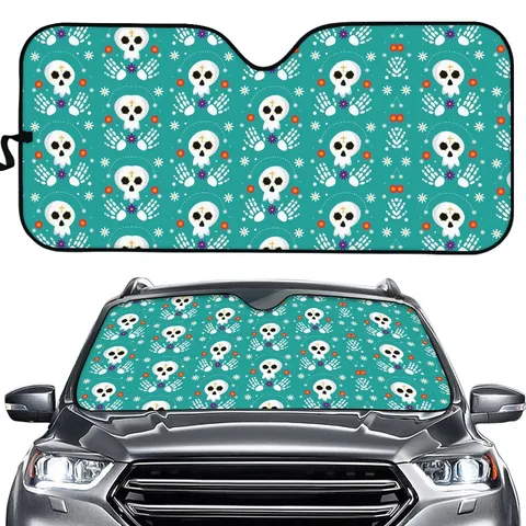 Universal Auto Frontwindschutzscheibe Sonnenschutz Schaumstoff Aluminiumfolie Blumen Totenkopf Bedruckt Auto Sonnenblende Wärmeisolierung