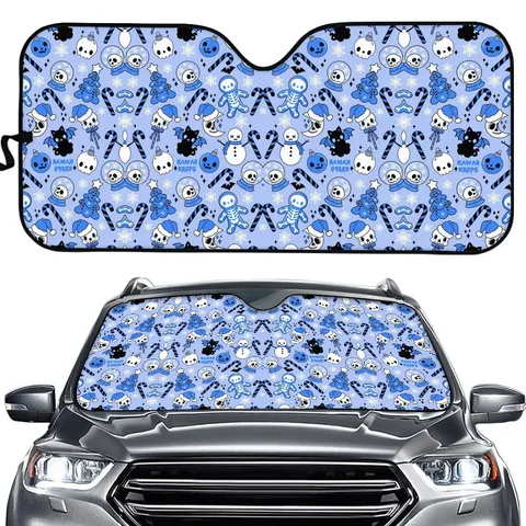 Universal Auto Frontscheibe Sonnenschutz Schaumstoff Aluminiumfolie Schild Cartoon Totenkopf Kariert Gänseblümchen Bedruckt Auto Sonnenschirm Abdeckung