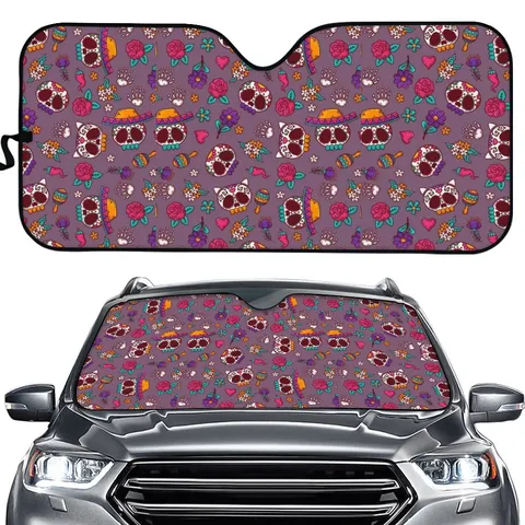 Auto Sonnenschutz Totenkopf Blumen Bedruckt Windschutzscheibe Sonnenschutz Wärmeisolierung Schaumstoff Universal Auto Fensterladen Innenarchitektur