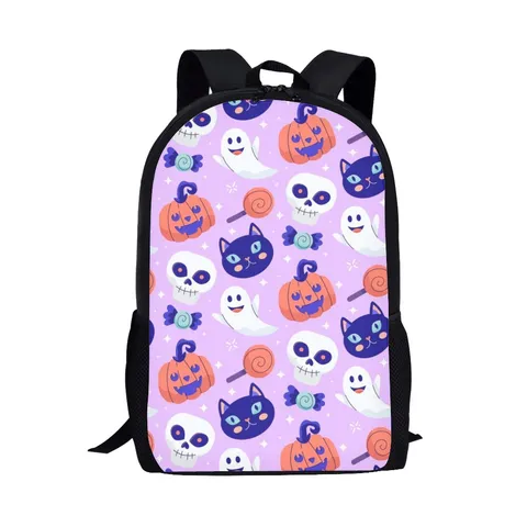 Zaino per Bambini Cartoon Halloween Zucca Fantasma 16 Pollici Scuola Primaria Studente Borsa da Viaggio Casual