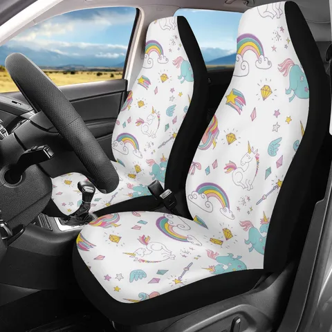 Universal Gestrickter Auto Vordersitzbezug Cartoon Druck Atmungsaktiver Autositzschoner Kissen Schutz Für Pkw Dekoration