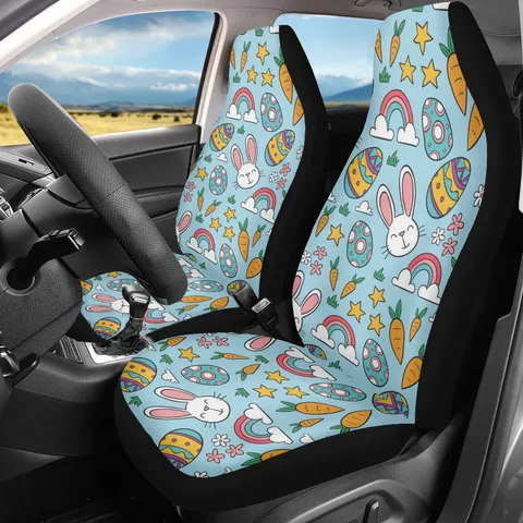 Universal Gestrickter Auto Vordersitzbezug Cartoon Druck Atmungsaktiver Autositzschoner Kissen Schutz Für Pkw Dekoration