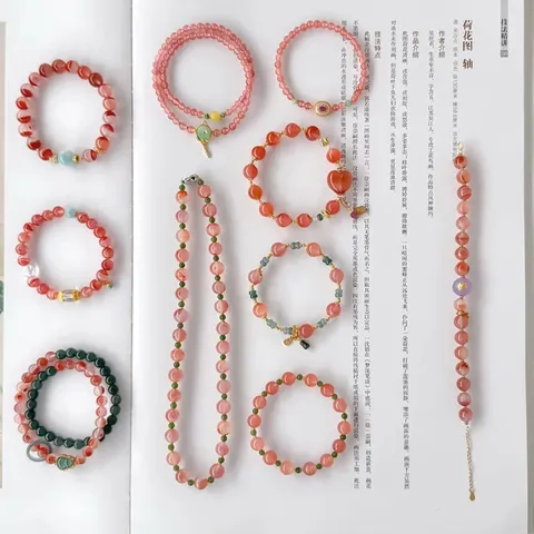 Sweet Pink Glass Beaded Crystal Necklace Light Luxury Elegant Clavicle Chain Fashion Versatile Jewelry Gift For Women