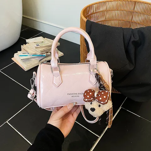 Women PU Leather Pillow Bag Vintage Cylindrical Crossbody Bag Small Handbag Casual Shoulder Bag For Daily Matching