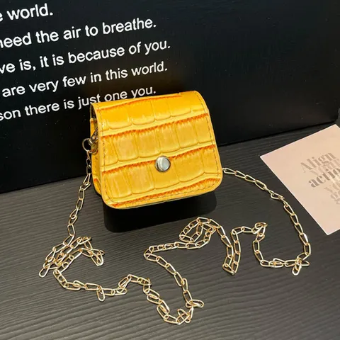Women Mini Crossbody Bag Crocodile Pattern PU Leather Lipstick Bag With Metal Chain Small Square Shoulder Bag Daily Handbag