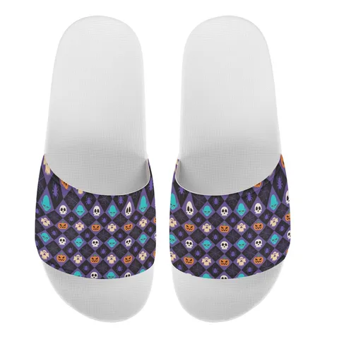 Mode Totenkopf Druck Flache Hausschuhe Für Herren Damen Sommer Casual Home Rutschfeste PVC EVA Slipper Halloween Design