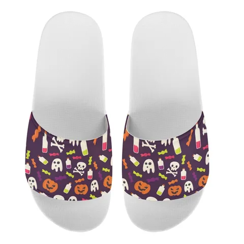 Mode Totenkopf Druck Flache Hausschuhe Für Herren Damen Sommer Casual Home Rutschfeste PVC EVA Slipper Halloween Design