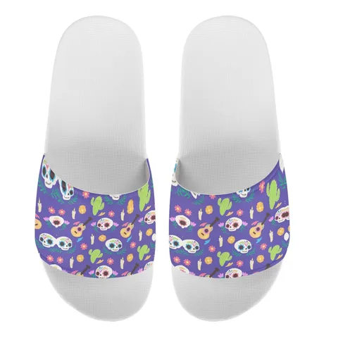 Mexikanische Tag der Toten Rose Totenkopf Druck Pantoletten Unisex Casual Strand Hausschuhe PVC EVA Rutschfeste Flache Flip Flops