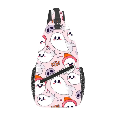 Polyester Cartoon Bedruckte Umhängetasche Crossbody Brusttasche für Herren Damen Outdoor Sport Casual Schultertasche Halloween Ostern