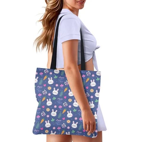 Women Fashion Canvas Tote Bag Cartoon Animal Dinosaur Space Print Large Capacity Handbag Casual Foldable Shoulder Shopping Bag