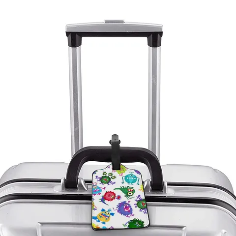 Cute Cartoon PU Leather Luggage Tag Cute Pattern Travel ID Identifier Label Address Label Tag for Suitcase Backpack Travel Accessory