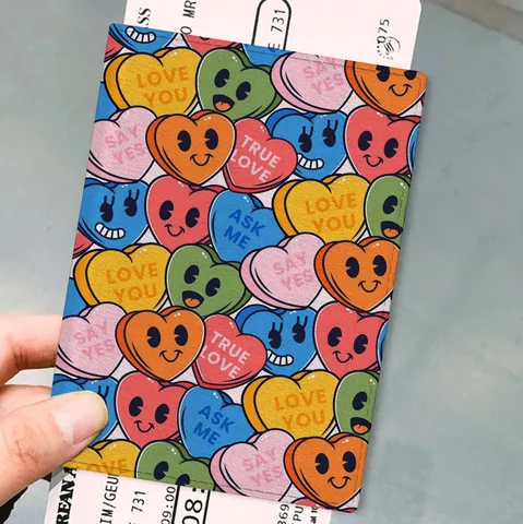 Cartoon Printed PU Leather Passport Holder Travel Document Organizer Card Case Cover For Women Men Fashion Travel Accessories