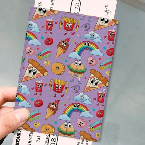 Portapassaporto Creativo in Cartone Animato in Pelle PU Simpatica Stampa Unicorno Custodia per Documenti di Viaggio per Uomo Donna Protezione Porta Carte