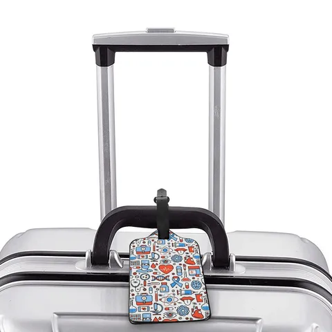 PU Leather Luggage Tag With Cartoon Fruit Food Pattern Travel Suitcase ID Label Privacy Address Holder Bag Accessories