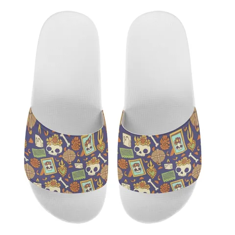 Tag Der Toten Schedel Druck Slides EVA PVC Rutschfest Sommer Zuhause Strand Hausschuhe Für Damen Herren Paare