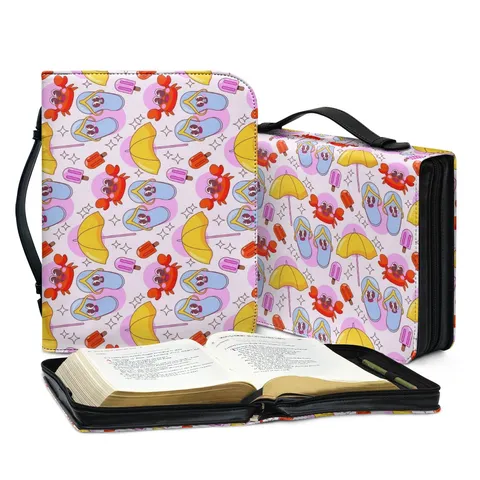 PU Leder Cartoon Druck Bibel Tasche Multi Funktionale Große Kapazität Handtasche Buch Hülle Schutz Organizer Abdeckung Für Reisen Täglich