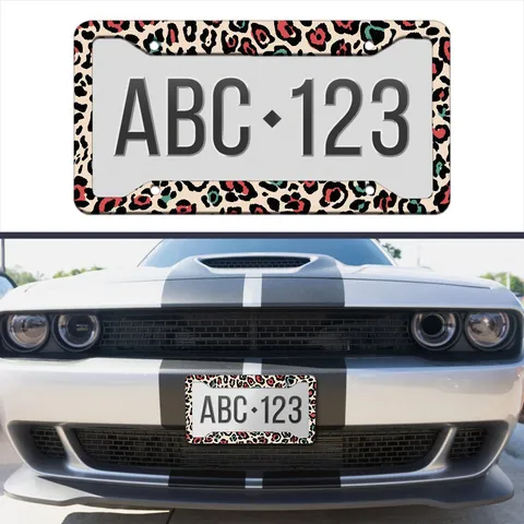Standard US Kennzeichenhalter Aluminiumlegierung Bedruckt Tier Leopard Zebra Muster Auto Außenrahmen Für Universelle Fahrzeuge