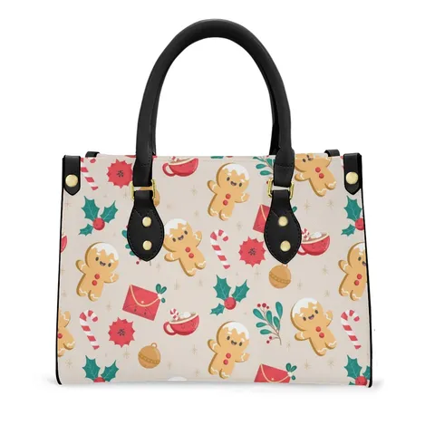 Women Christmas PU Leather Handbag Printed Shoulder Crossbody Bag Rivet Square Tote Bag For Holiday Party Streetwear Fashion Gift