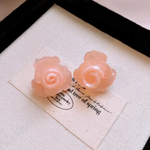 Süße Harz Blumen Ohrstecker Mit 925 Sterlingsilber Ohrstecker-Stift Frische Florale Rose Ohrringe Schmuck Für Damen