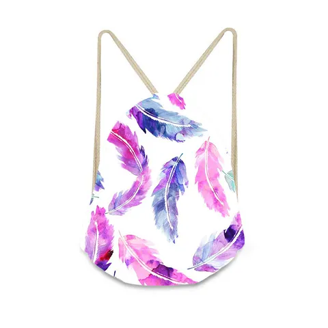 Outdoor Sport Polyester Floral Print Kordelzug Rugzak Casual Reizen Opslag Cinch Tas Dagelijkse Zak Gym Tas