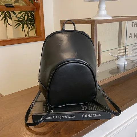 Womens Fashion PU Leather Mini Backpack Casual Commuter School Bookbag Small Travel Daypack Everyday Black Backpack