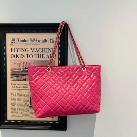 Borsa Tote da Donna Grande in PU Trapuntato Borsa a Spalla con Catena Borsa a Mano ad Alta Capacità Borsa da Shopping Casual Quotidiana