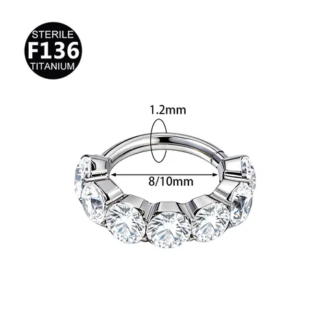 F136 Titanium Zirconia Pave Creolen Piercing Kraakbeenring Lichaamssieraden Voor Vrouwen Mannen