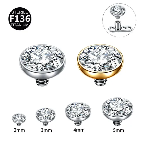 Titanium Alloy Zircon Dermal Anchor Piercing Jewelry M1.2 Thread Skin Nail Stud Body Piercing Accessories