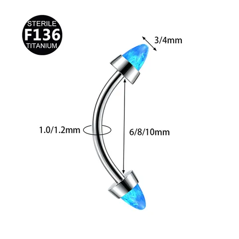 F136 Titanium Opal Curved Barbell Eyebrow Ring Nose Stud Cartilage Piercing Body Jewelry Internal Thread